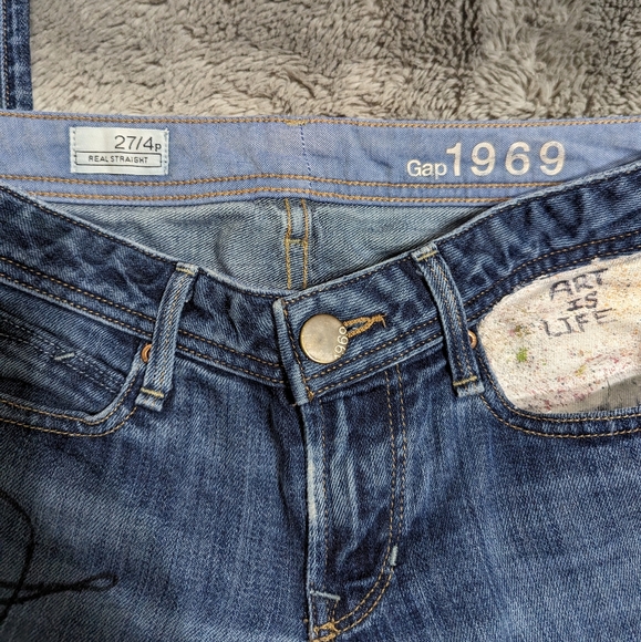 Distressed artsy jeans straight cut - Picture 2 of 3